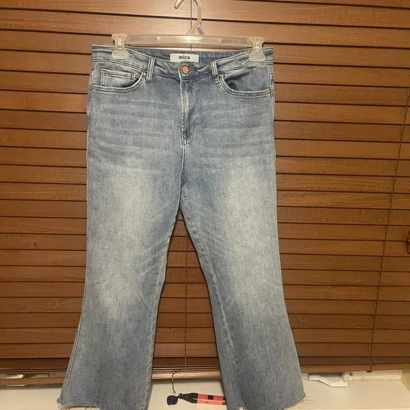 Mica Light Blue Cropped Jeans. High Rise Cropped flare - Picture 3 of 9